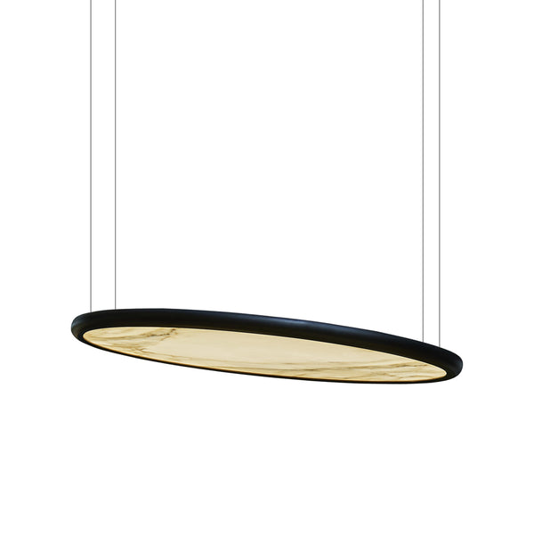 Bogota SO Large Black Stained Wood Ring White Calacatta Marble Ceiling Light by Collectional Dubai