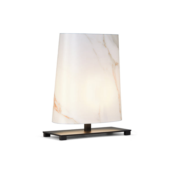 Ovale TA Small Satin Bronze White Marble Fabric Table Light by Collectional Dubai