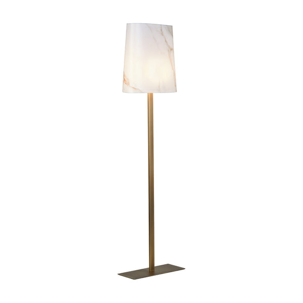 Ovale FL Satin Bronze White Marble Fabric Floor Light by Collectional Dubai