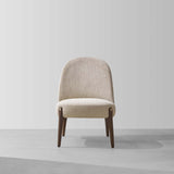 Ames | Low Dining Chair | Upholstered Light Beige, Smoked Oak Feet