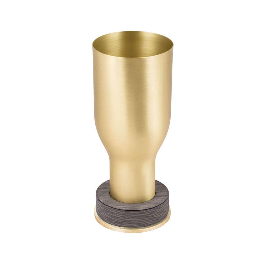 Brindisi Large | Vase | Brass Structure, Light Mud Leather Base