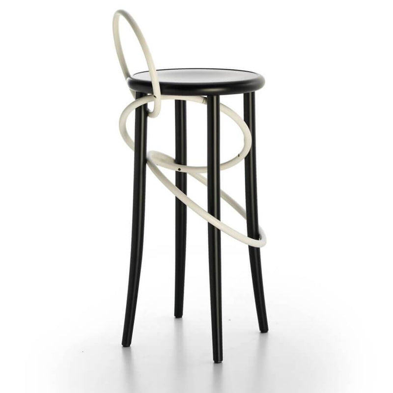 Cirque | High Stool | Black Lacquered, White Rings