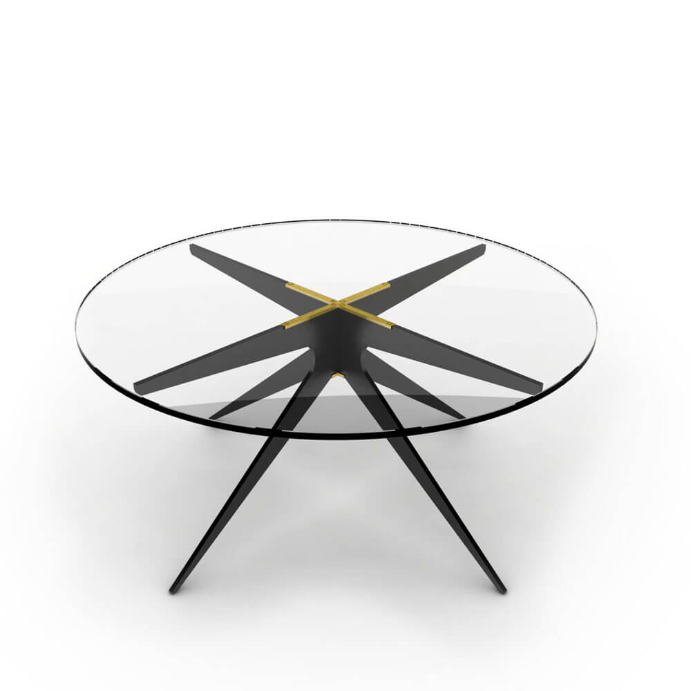 Dean | Round Coffee Table | Transparent Glass | Black