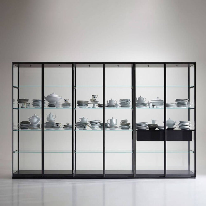 Ex-Libris With Drawers | Cabinet | Black Iron Structure, Glass Shelves