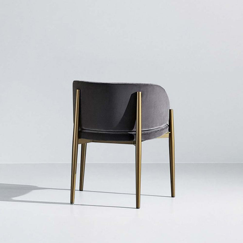 Frank | Chair | Grey Upholstery, Brass Legs