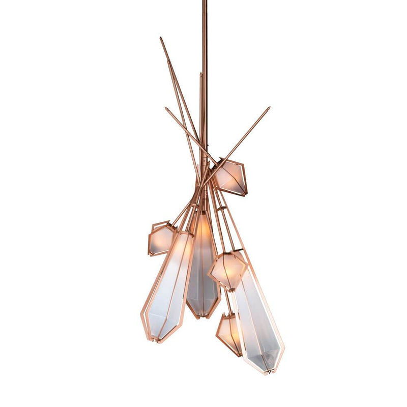 Harlow Dried Flowers Chandelier | Suspension | White Glass | Copper
