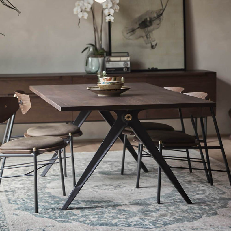 Compass | Small Dining Table | Smoked Oak Top, Iron Legs