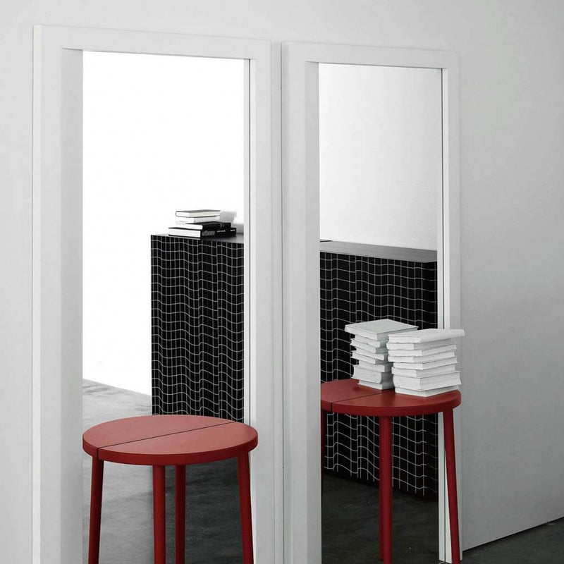 Mirror and small table | Mirror | White Stained Wooden Frame, Red Console
