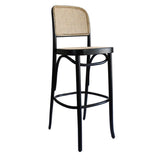 N. 811 | Barstool | Black Lacquered, Woven Seat & Backrest