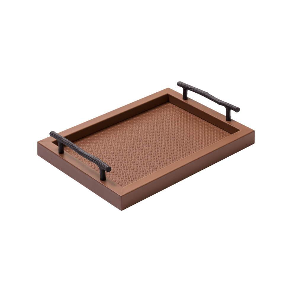 Chaumont Small | Tray | Siena Leather Cover, Bronze Handles