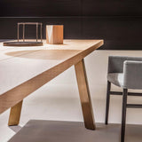 Ryoba Rectangular | Dining Table | Natural Wooden Top, Brass Legs