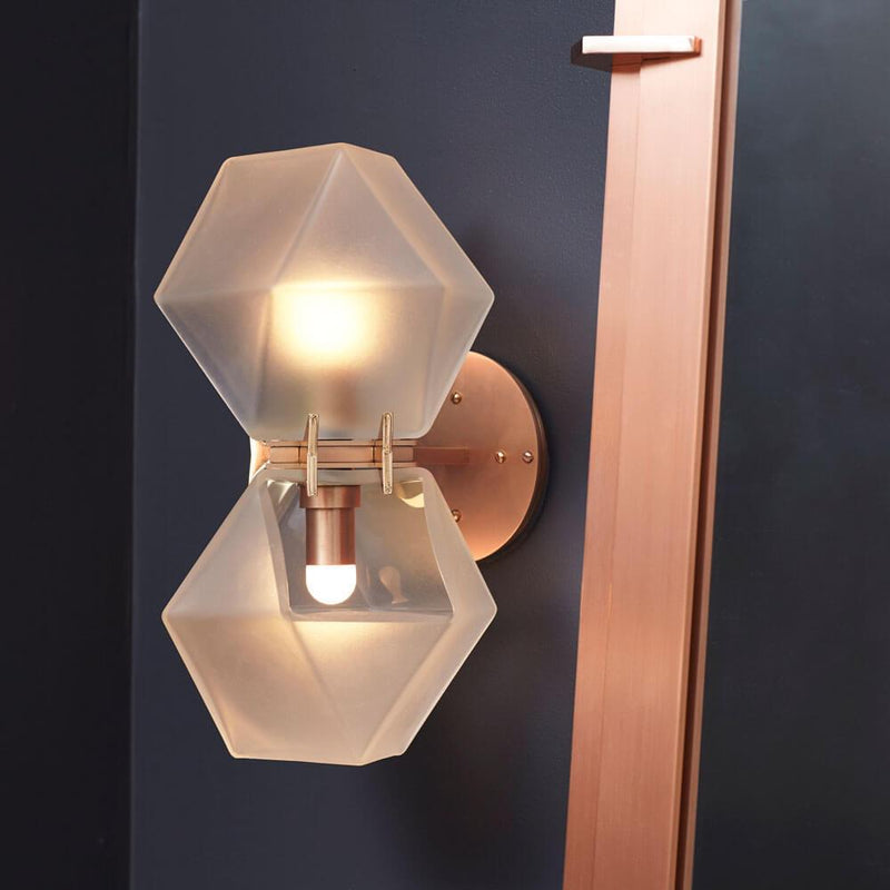 Welles Double Blown Glass | Wall Sconce | White Glass | Copper
