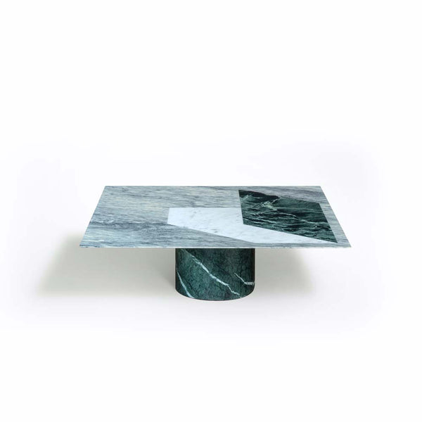Proiezioni Square Coffee Table With Inlay Green Marble Salvatori by COLLECTIONAL DUBAI