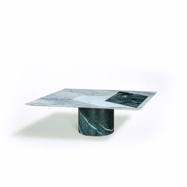 Proiezioni Square Coffee Table With Inlay Green Marble Salvatori by COLLECTIONAL DUBAI