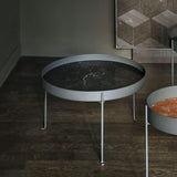 Pietra L01 & L02 | Coffee Table | Nero Marquinia Marble, Gunmetal Grey Base