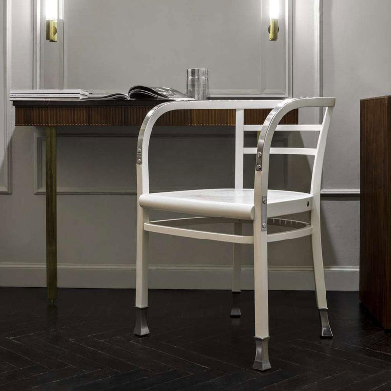 Postsparkasse | Chair | White Lacquered, Aluminum Details