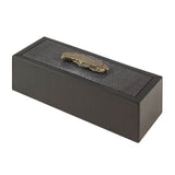 Ambra Large Long Box | Trinket Box | Smoke Leather Box, Mud Leather Lid