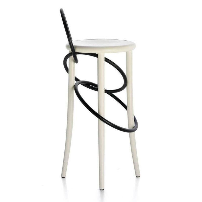 Cirque | High Stool | White Lacquered, Black Rings