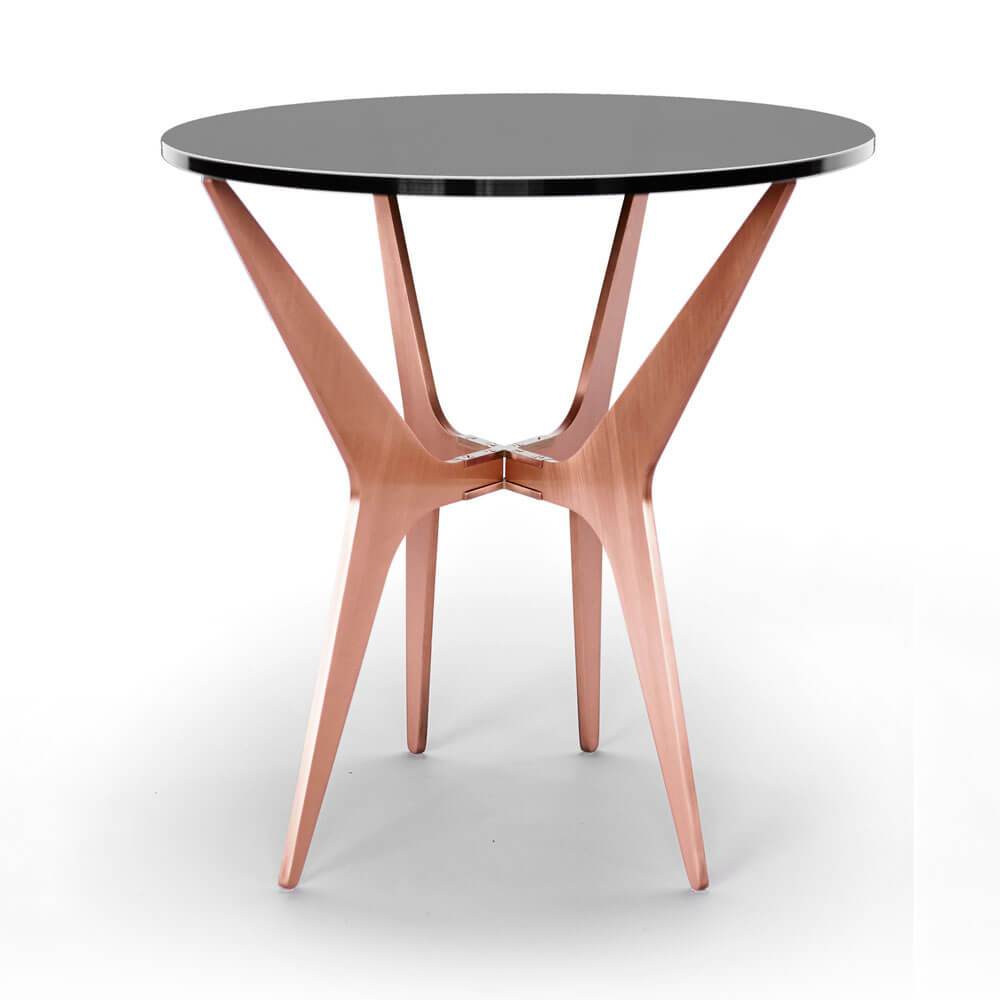 Dean | Round Side Table | Smoked Glass | Copper