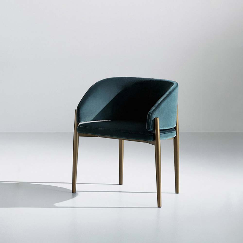 Frank | Chair | Green Upholstery, Brass Legs