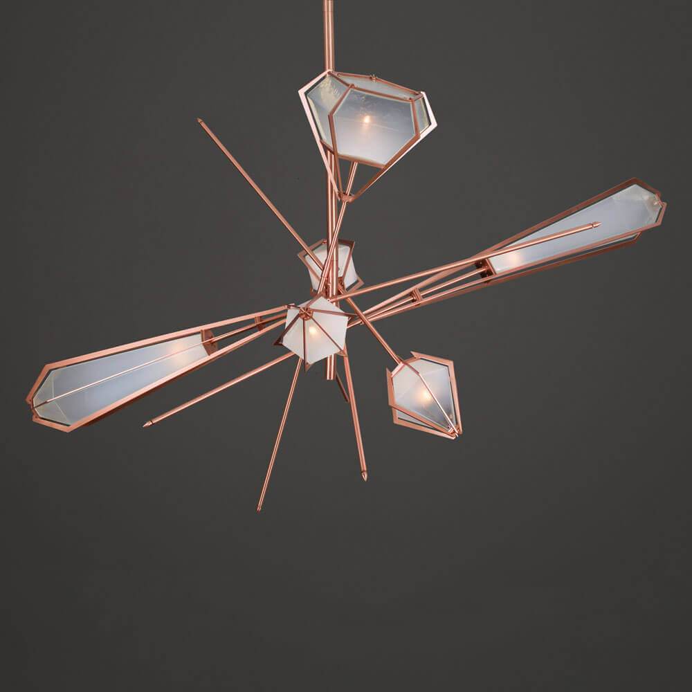 Harlow Large Chandelier | Suspension | White Glass | Copper