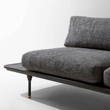 Distrikt Chaise Left Tray | Chaise Lounge | Upholstered Dark Grey Fabric, Ebonized Oak Frame