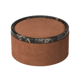Polo Small Round Stackable | Trinket Box | Siena Leather Cover, Black Portoro Marble