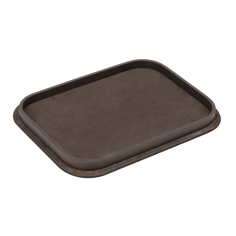 Regis Rectangular XL Valet Tray | Décor | Brown Leather Cover, Bronze Frame