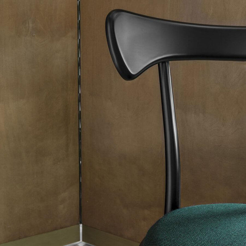 Cafestuhl | Chair | Black Lacquered, Green Upholstered Seat