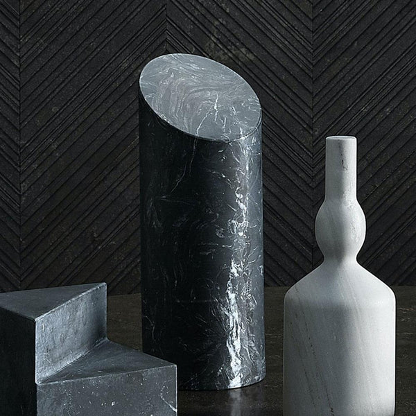 Kilos Cylindrical Bookend Decorative Object Black Marquinia Marble Salvatori by COLLECTIONAL DUBAI