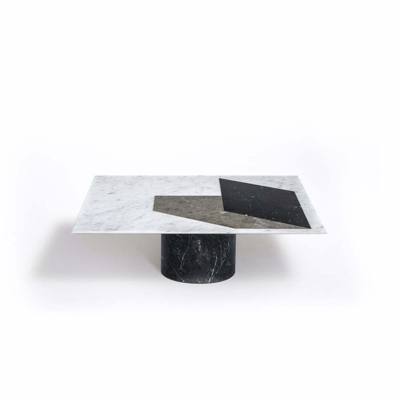 Proiezioni Square | Coffee Table with inlay | White Marble | Black Marble