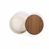 Pietra L09 Container | Trinket Box | Crema d'Orcia Marble, Walnut Wood Lid