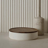Pietra L09 Container | Trinket Box | Crema d'Orcia Marble, Walnut Wood Lid