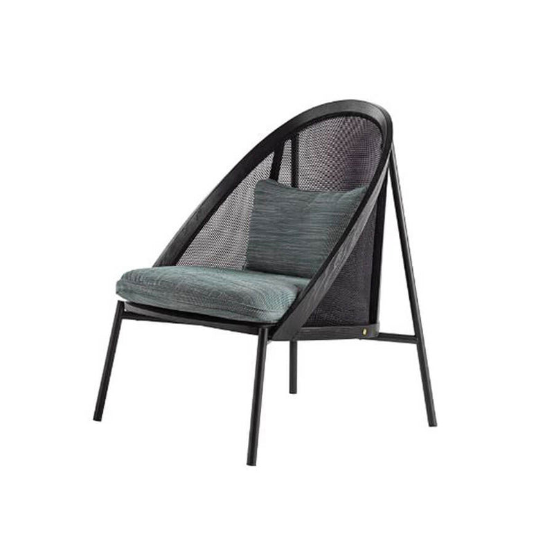Loïe | Armchair | Black Technical Net Backrest, Black Legs, Uphosltered Dark Green Cushions