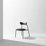 Dragonfly | Dining Chair | Upholstered Black Leather, Black Steel