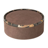 Polo Large Round Stackable | Trinket Box | Chocolate Leather Cover, Black Portoro Marble