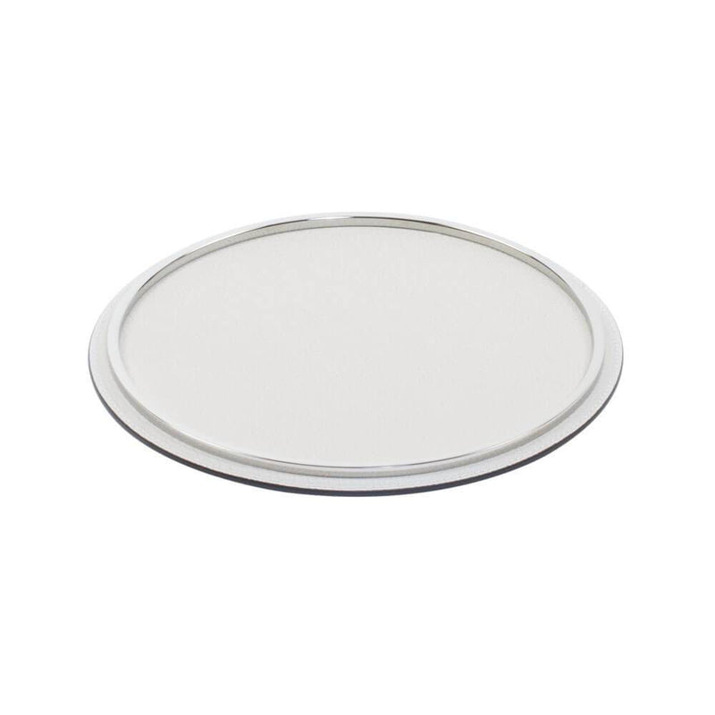 Rossini Round Small Tray | Serveware | Ice Leather Cover, Chrome Frame