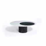 Proiezioni Round | Coffee Table with inlay | White Marble | Black Marble