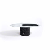 Proiezioni Round | Coffee Table with inlay | White Marble | Black Marble
