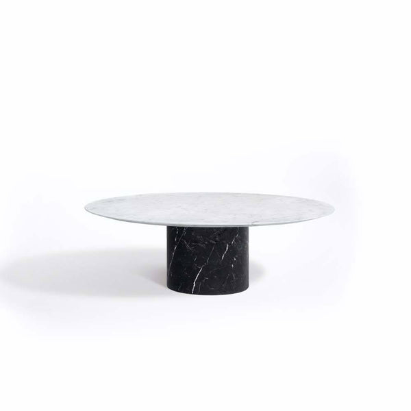 Proiezioni Round Coffee Table White Marble Top, Black Marble base Salvatori by COLLECTIONAL DUBAI