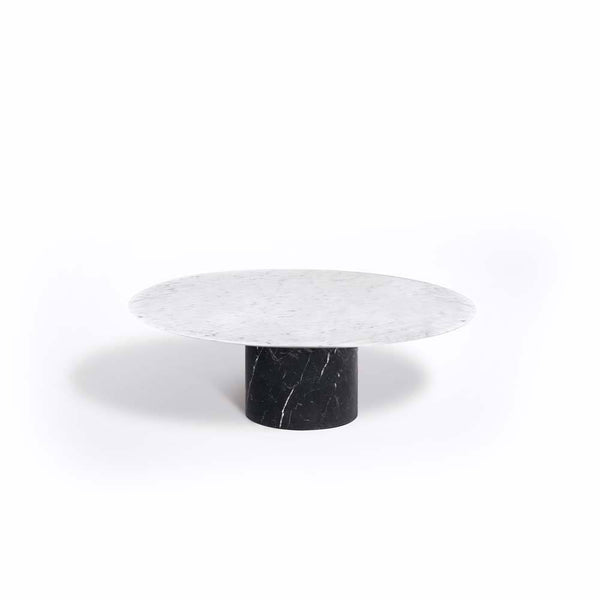 Proiezioni Round Coffee Table White Marble Top, Black Marble base Salvatori by COLLECTIONAL DUBAI