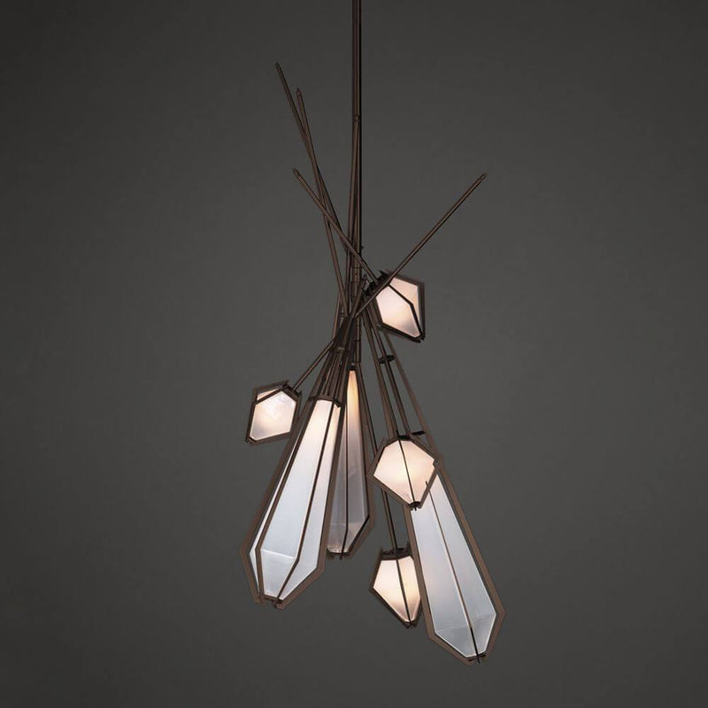 Harlow Dried Flowers Chandelier | Suspension | White Glass | Bronze