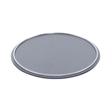 Rossini Round Medium Tray | Serveware | Storm Grey Leather Cover, Chrome Frame