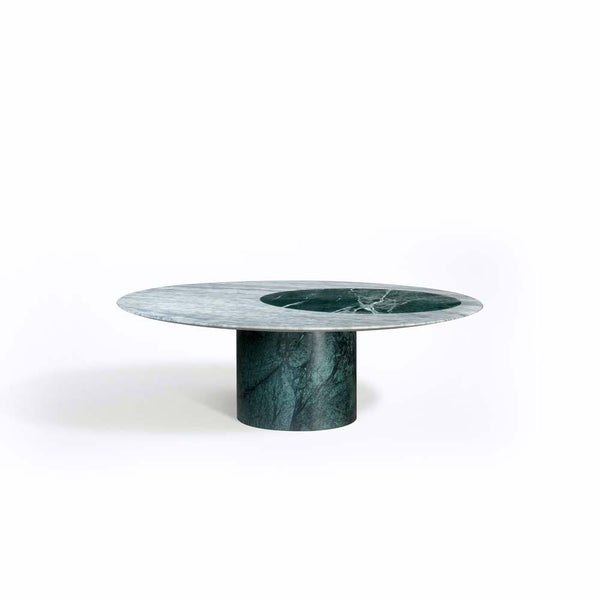 Proiezioni Round Coffee Table With Inlay Green Marble Salvatori by COLLECTIONAL DUBAI