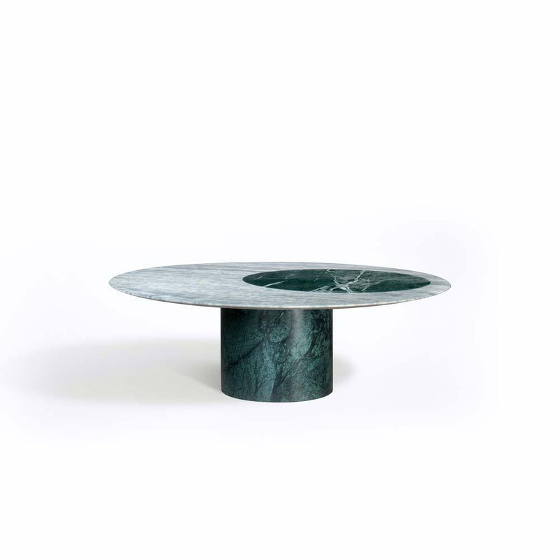 Proiezioni Round | Coffee Table with inlay | Green Marble