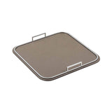 Bellini Square Medium Tray | Serveware | Mud Leather Base, Chrome Handles