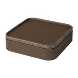 Polo Large Square Stackable | Trinket Box | Clay Leather Cover, Eramosa Brown Marble