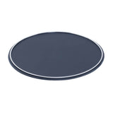Rossini Round Large Tray | Serveware | Ocean Leather Cover, Chrome Frame