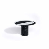Proiezioni Round | Side Table with inlay | White Marble | Black Marble