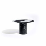 Proiezioni Round | Side Table with inlay | White Marble | Black Marble